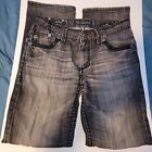 Affliction Men 34x30 Cooper Black Charcoal Dark Relaxed Boot Jeans Distressed