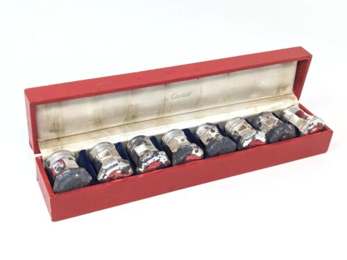 Vintage Cartier Sterling Silver Cased Set of 8 Individual Salt & Pepper Shakers