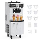 Commercial Ice Cream Machine 3-Flavor Floor Soft Serve Yogurt Maker 5.8-7.9Gal/H