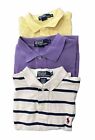 Lot of 3 Polo Ralph Lauren Polo Shirts Mens M Short Sleeves Purple Yellow Stripe