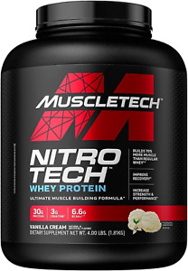 Whey Protein Powder | MuscleTech Nitro-Tech Whey Protein Isolate Vanilla 4 LBS