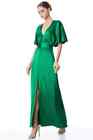Alice + Olivia Davida Tie-Waist Satin Maxi Dress Green Size 4
