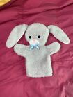 Vintage Bunny Rabbit Hand Puppet Gray Plush Easter Estate Sale Baby Nursery