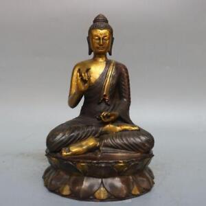 Nyorai-Sama Buddha Statue Copper Buddhist Art W13×D12×H21cm 1650g USED Japan F/S