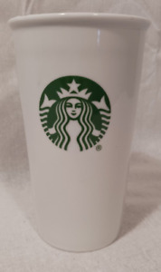 Starbucks Coffee White Ceramic Travel Tumbler Mug Cup No Lid Siren Logo 10 Fl Oz
