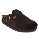 birkenstock boston mocha suede leather women’s casual sandal flats “narrow”