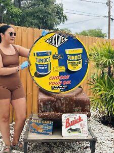 Large Porcelain Sunoco Advertising Sign 30 In