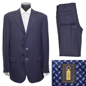 RRP5200$ Men's ZILLI Suit 40US/UK 50IT Blue Striped 100% Wool Luxury TOP