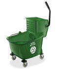 Commercial Mop Bucket & Side Press Wringer - 33 Quart Green