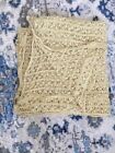 Antique VTG Ecru Tea Stained Filet Lace Curtain French Country Crafts #3