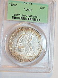 New Listing1842 LIBERTY SEATED $1 PCGS AU50 IN OLD GREEN HOLDER CHOICE LUSTROUS AU