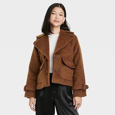 Women's Faux Utility Jacket - A New Day Brown S