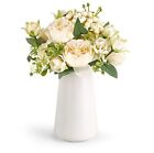 Small Artificial Flowers in Ceramic Vase Centerpieces Table Decor, Champagne