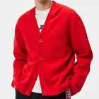 J Lindeberg Men's Clarke Knit Cardigan AMKW09408 G135 Fiery Red Medium Large NEW