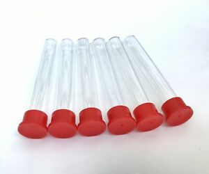 Hummingbird feeder glass tubes, glass test tube with red cap, Qty. 6