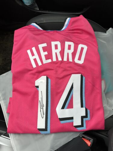 Tyler Herro Signed/Autographed Sunset Vice Heat Pink Jersey JSA Authentication
