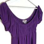 Vintage Y2K Self Esteem Womens Babydoll Tunic Top Size M Purple Puff Sleeve
