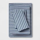 King Printed Jersey Sheet Set Blue Stripe - Room Essentials