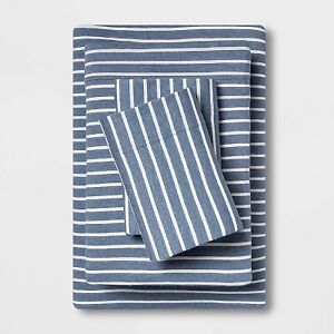 King Printed Jersey Sheet Set Blue Stripe - Room Essentials