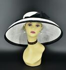 M22025( white Black hat) Audrey Hepburn Hat 19.75