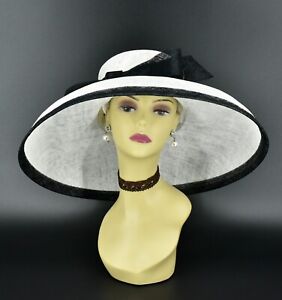 M22025( white Black hat) Audrey Hepburn Hat 19.75