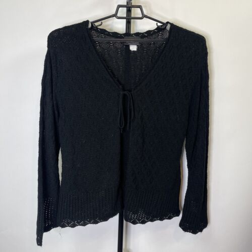 Vintage Definitely Black Crochet See Through Cardigan Size 2XL Women’s