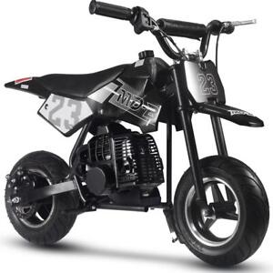 MotoTec Kids Mini Gas Dirt Bike Supermoto Motorcycle 50cc 2-Stroke - Black
