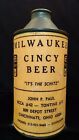 MILWAUKEE CINCY BEER BCCA 1978 CANV 8 - 12OZ SIZE PAPER LABEL NOVELTY CONE TOP