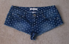 Denim micro mini shorts NOBO low rise polka dot stretch altered size 9 29 x 1 