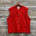 Vintage 1990’s Pendleton Wool Vest Cardigan Sweater Red V Neck Women Size XL