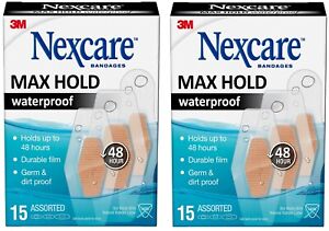 Nexcare Bandages Max Hold Waterproof Bandages, Germ-proof 30-Count Assorted