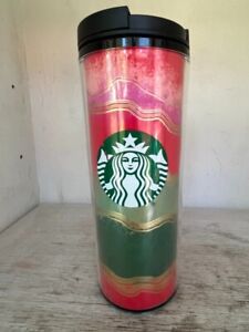 Starbucks Coffee 2021 Hot Cold Travel Tumbler 16oz Red Green Gold Holiday