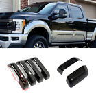 For Ford F250 F350 2017-2020 2021 4 Door Handle + 2 Mirror Cover Cap Gloss Black