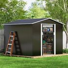 HOGYME 8'x8' Outdoor Storage Metal Garden Shed for Backyard Tool Lockable Door