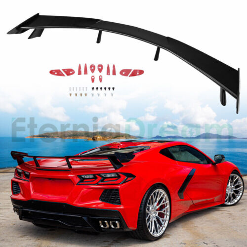 Rear High Wing Spoiler GM For 2020-2024 Corvette C8 Carbon Flash Black Painted (For: 2024 Corvette Z06)