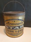 VINTAGE ARMOUR'S RARE 8 lb. STAR PURE LARD PAIL BUCKET TIN WITH LID CHICAGO