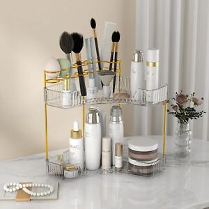 Makeup Organizer 2 Tier Corner Shelf Cosmetics Skincare  Bathroom Vanity Counter