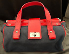 Vintage Emporio Armani Navy & Red Handbag Purse - Cloth & Patent Leather