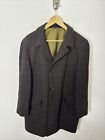 Vintage Noveline England Men 38 Brown Wool Check Overcoat Coat