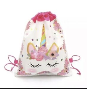 Unicorn Drawstring Glitter Unicorns Party  Bag Girls Children's Gift 12 Pack