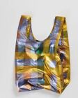 BAGGU Baby Reusable Bag MADRAS METALLIC Check Plaid Purple Gold Tote NWT