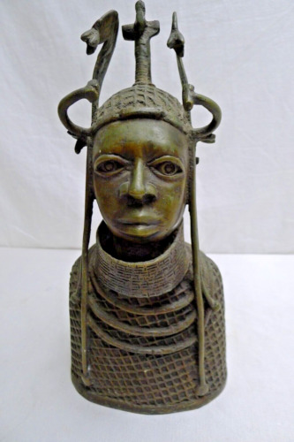 20th Century Oba of Benin Bronze Sculpture