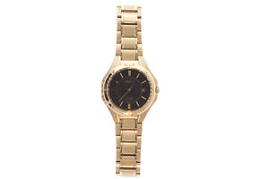 Ladies Seiko SXDE18 Gold Tone Stainless Steel Bracelet Black 100M Dial Watch