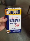 Vtg 1953 Sunoco Special Outboard Motor Oil 1 Quart Oil Can  Sun Oil Boat Graphic