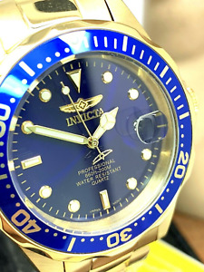 Invicta Men's Watch 8937 Pro Diver Blue Dial Gold Stainless Steel Quartz 37.5mm