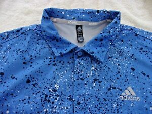 NWT Adidas golf polo, men's M, L, XL, XXL, blue splatter, polyester, $65