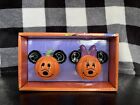 Disney Mickey Mouse And Minnie Mouse Halloween Pumpkin Salt & Pepper Shakers NEW