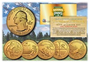 2019 24K Gold National Parks America the Beautiful Coins *Set of all 5 Quarters*