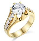 3.75 Ct Created Diamond Round Real 14K Yellow Gold High Crown Engagement Ring