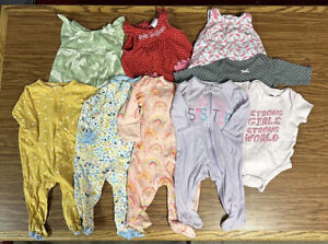 Baby girl lot of 10 Clothes Bundle 0-3 Months Sleepers Bodysuits